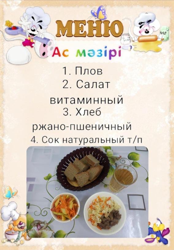 Меню школьного питания