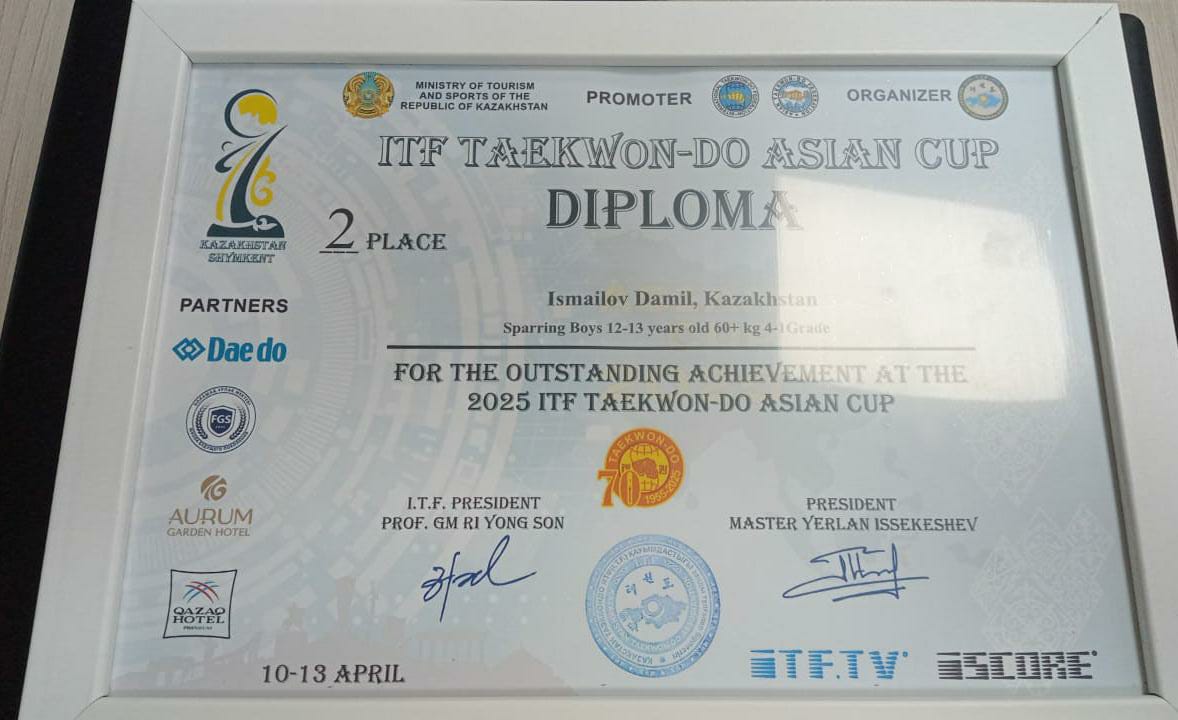 Спортивные достижения ученика 8 А класса Исмаилова Дамиля